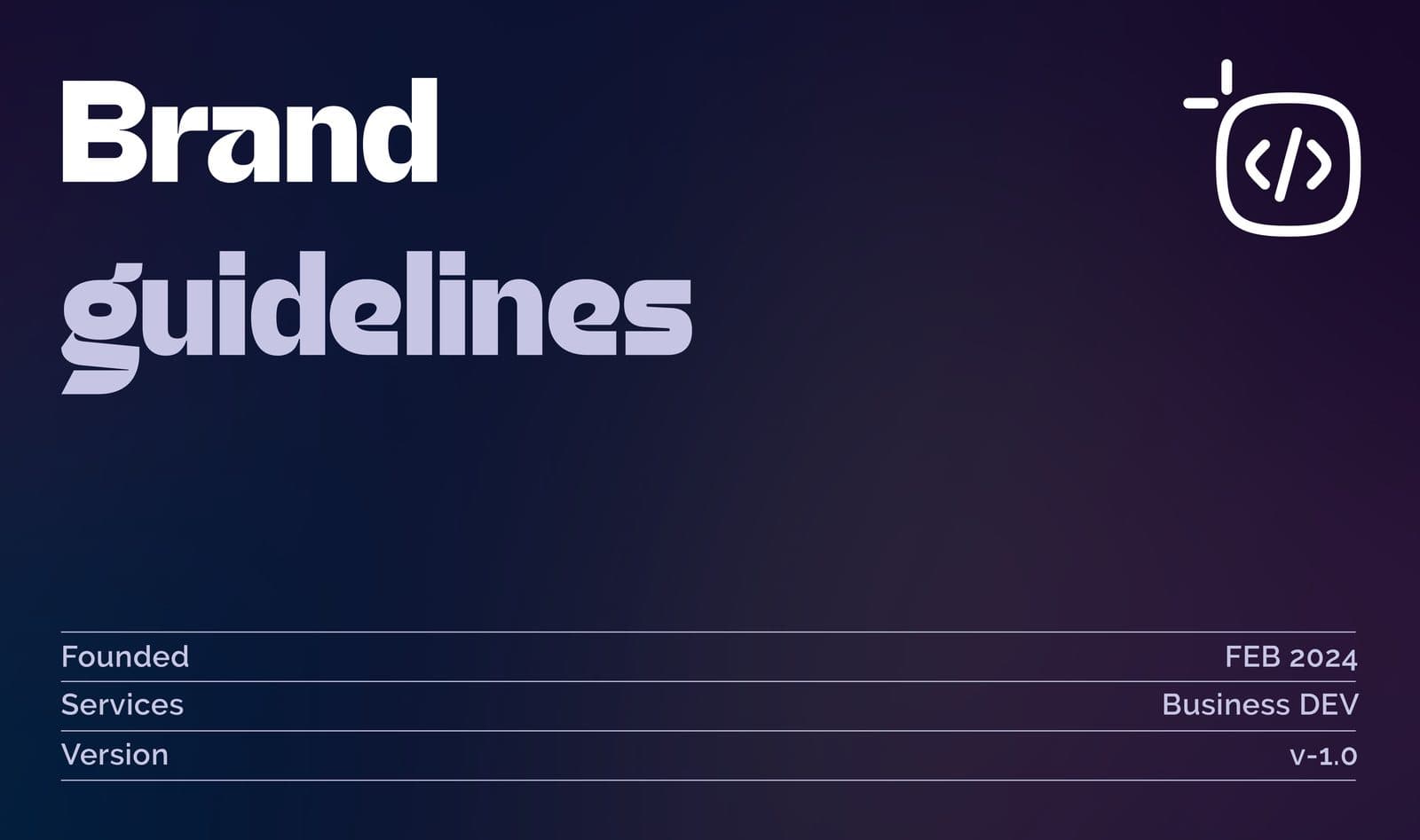BRAND GUIDELINES COVER · V1.0